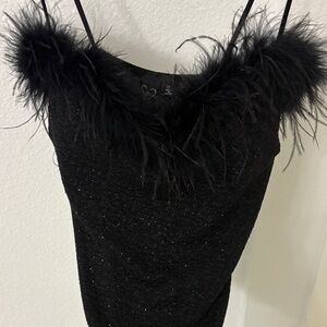 Windsor Black Feather-Embellished Top
